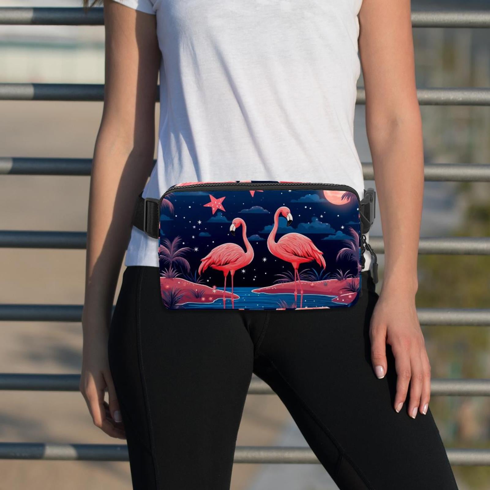 Starry Flamingos Sling Bag with Extension Strap - Lightweight Adjustable Unisex Fanny Pack for Waist Packs