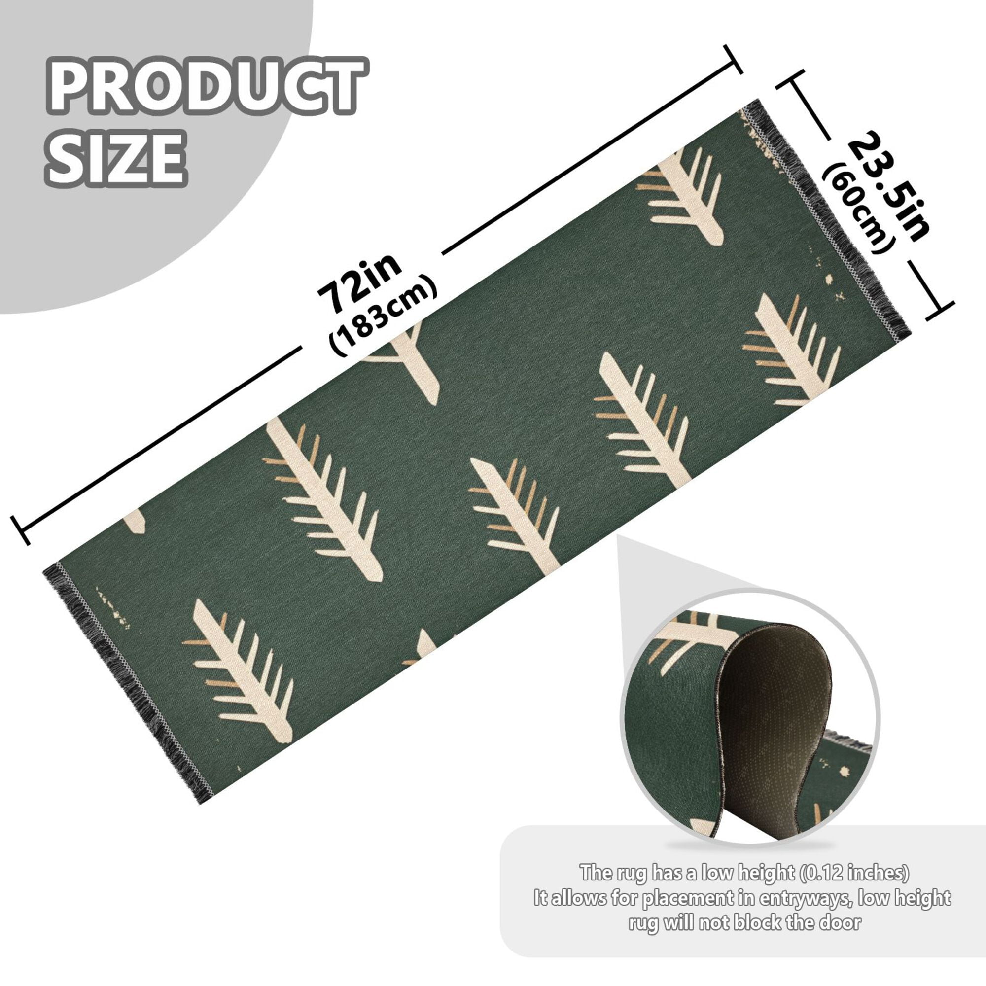 Yayeee Runner Rug for Bedroom 2'x6' Machine Washable Hallway Non Slip Mat, Beige Plants