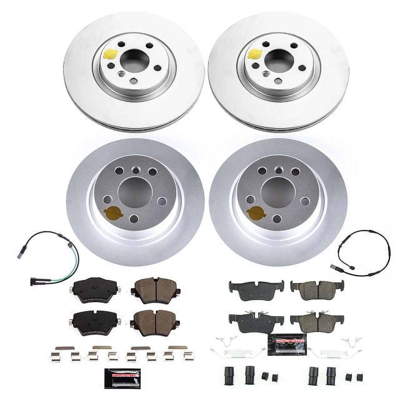 PowerStop Front and Rear Geomet Coated Brake Rotor and Pad Kit Fits: MINI COOPER Select Models CRK8909