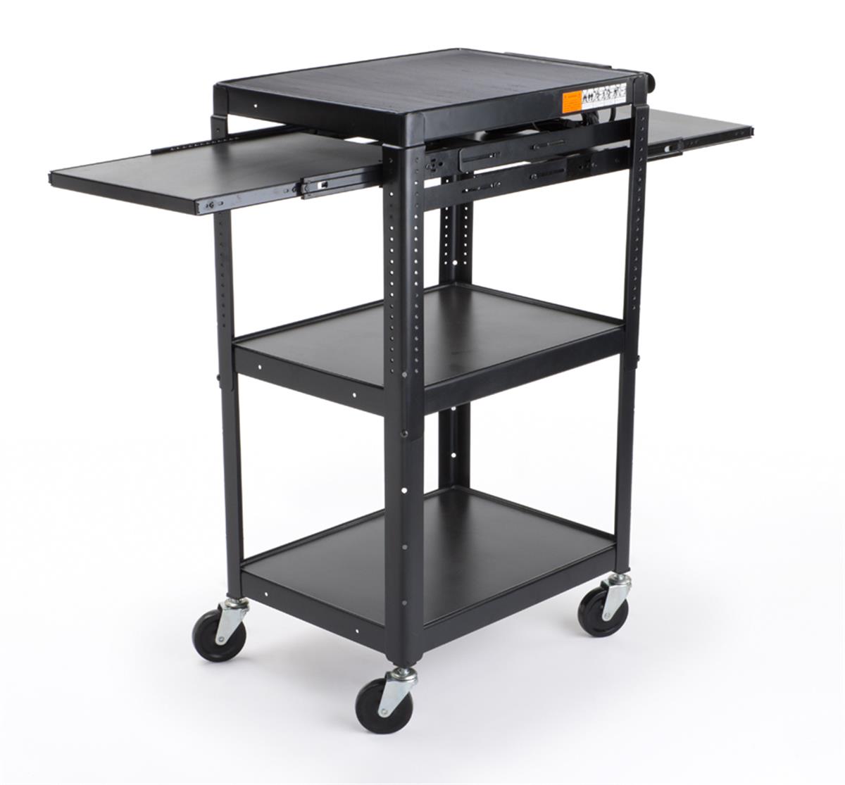 Audio Visual Cart with 2 Extendable Trays, 23 x 43 x 17Inch