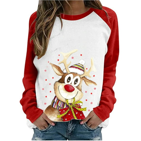 hirigin Women Ugly Christmas Sweatshirt Long Sleeve Pullover Tops Funny Graphic T Shirt Blouse