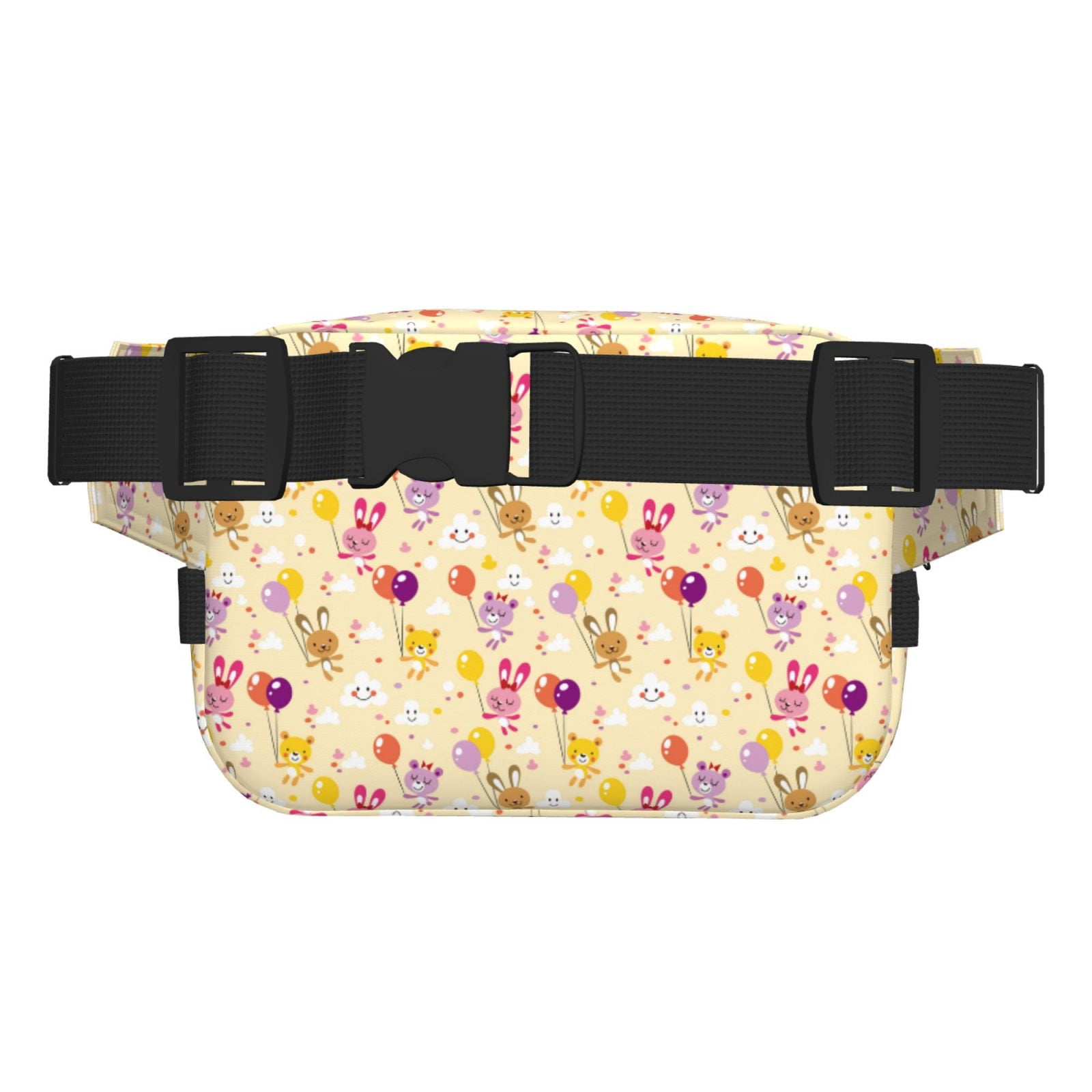 Picia Rabbit And Balloon Print Square Double-Layer Waist Bag Mini Adjustable Waist Belt Bag Exercise Running Travel Hiking