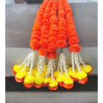 thumbnail image 4 of Artificial Marigold Fluffy Flowers & Tuberose (Rajnigandha) Clustered Garlands - 5 Feet, 2 Pieces, Dark Orange | Flowers Garlands For Festive, Pooja, Wedding, Housewarming, 4 of 4