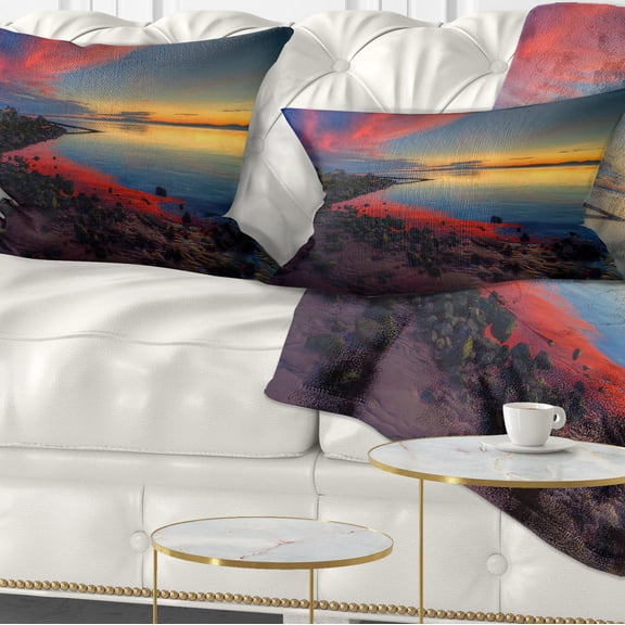 Designart Blasts of Color at the Sunset - Seashore Throw Pillow - 12x20