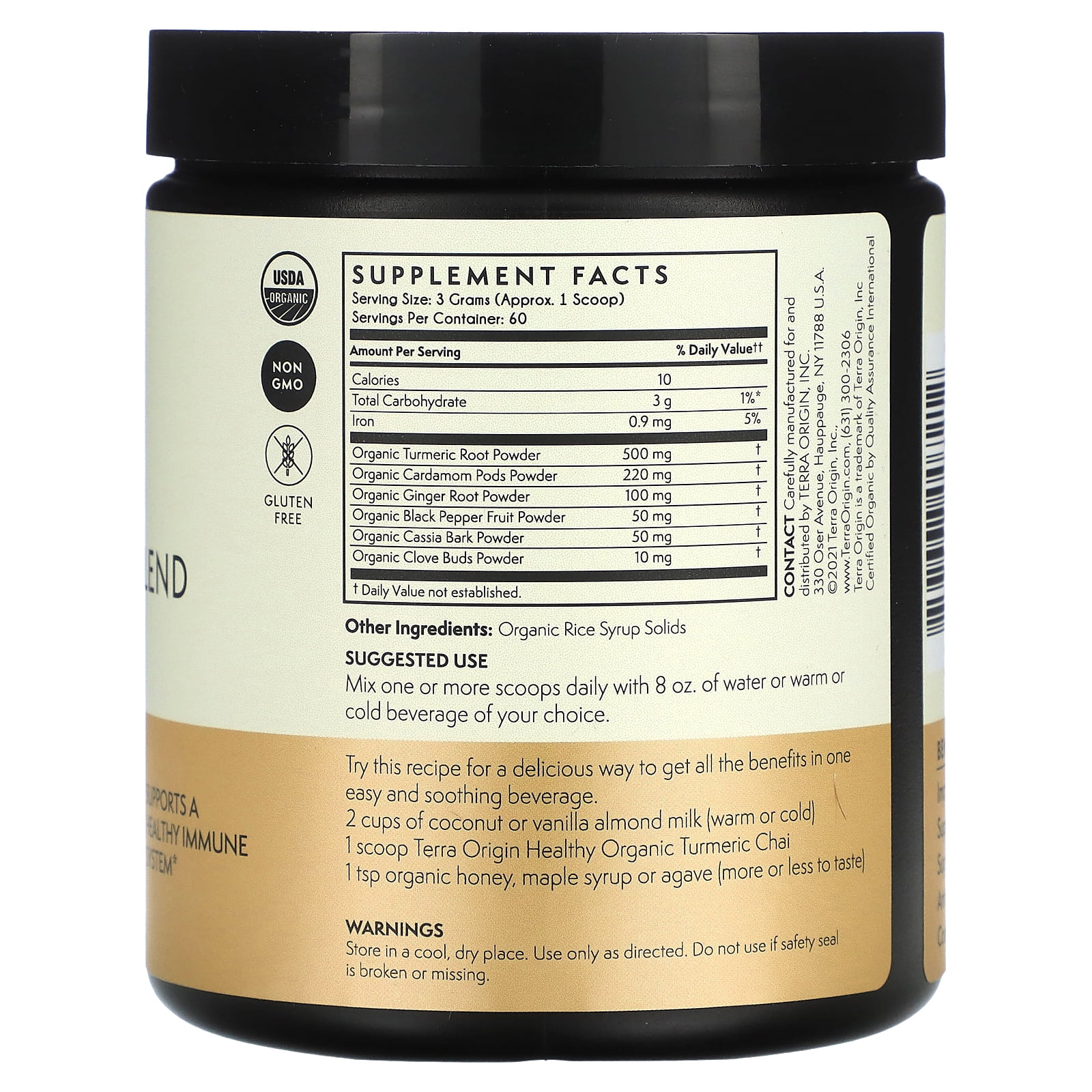 Terra Origin Organic Turmeric Blend, Chai, 6.35 oz (180 g)