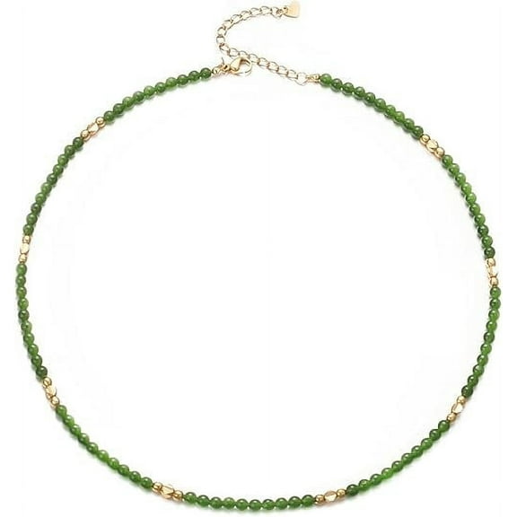 Aleasha Green Crystal Necklace Small Beaded Choker Necklace for Women Emerald May Birthstone Boho Summer Jewelry