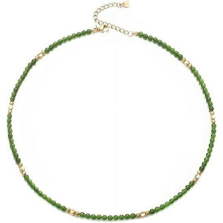 Aleasha Green Crystal Necklace Small Beaded Choker Necklace for Women Emerald May Birthstone Boho Summer Jewelry
