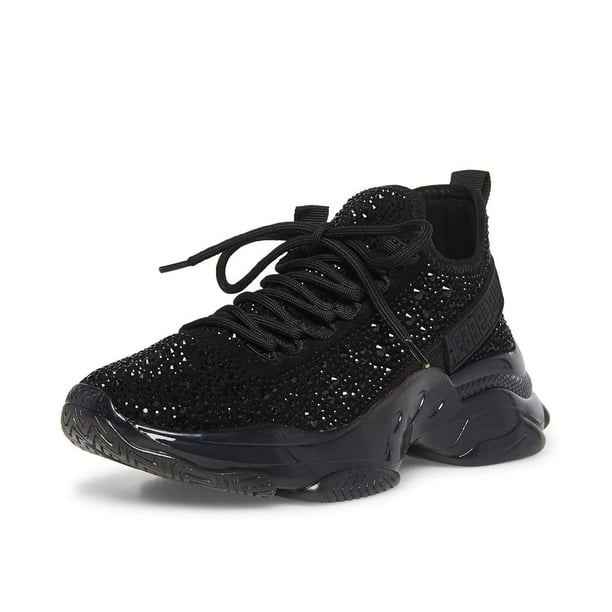 Zapatilla Steve Madden Maxima para mujer, piel vegana, color negro, 6.5US