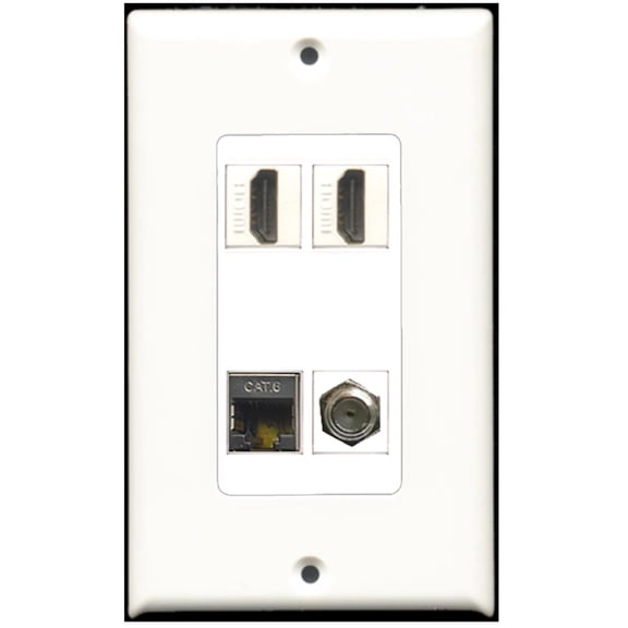 Ultra Spec Cables 2 Port HDMI 1 Port Coax Cable TV- F-Type 1 Port Shielded Cat6 Ethernet Wall Plate DecorZ