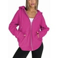 thumbnail image 3 of Womens Zip Up Hoodies Oversized Sweatshirts Fall School Fashion Outfits Casual Jackets Winter Clothes Bright Pink M, 3 of 9