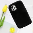 thumbnail image 5 of Compatible with iPhone 15 Pro Case Cute Plush Case with Glitter Lanyard Strap Bling Diamond Camera Lens Protector Soft Winter Warm Plush Fluffy Cover for Women and Girls, Dark Gray, 5 of 10