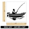 thumbnail image 2 of Fisherman in Fishing Boat Self-Inking Rubber Stamp Ink Stamper - Black Ink - Small 1 Inch, 2 of 7