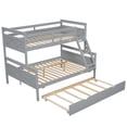 thumbnail image 6 of Harper & Bright Designs Twin over Full Bunk Beds with Trundle, Solid Wood Bunk Bed Frame with for Bedroom, Can be Convertible to 2 Beds, Gray, 6 of 15