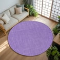 thumbnail image 3 of Purple 6ft Round Rug, Farmhouse Burlap Solid Purple Color Modern Linen Texture Non-Skid Rubber Backing Large Area Rugs - Living Room Bedroom Home Office, Indoor Floor Mat Carpets Washable Rug, 3 of 9