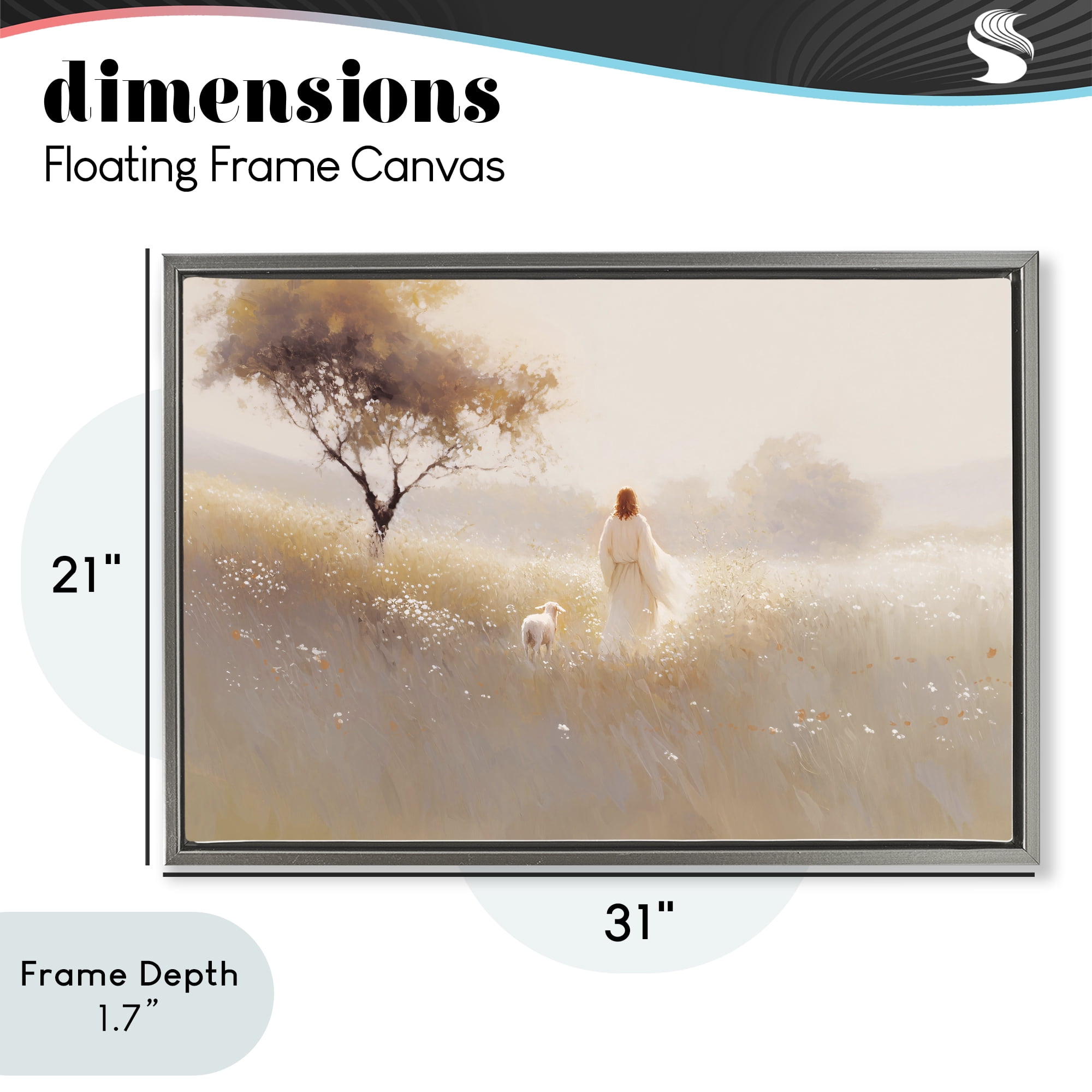 Stupell Industries Spiritual Shepherd & Lamb Gray Framed Floater Canvas Wall Art, design by Jacky Ngan