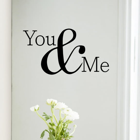 You & Me Vinyl Lettering Wall Decal Sticker Love and Wedding Decals Decorations Size: 12.5"H x 22"L - Color Black