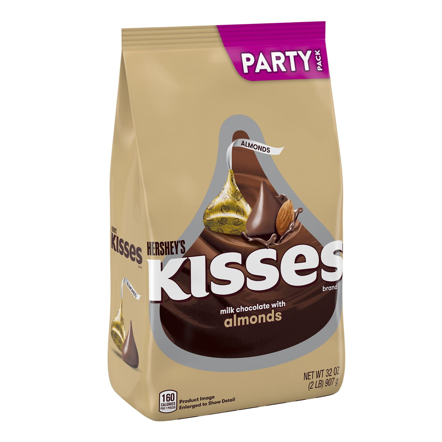 HERSHEY'S KISSES Milk Chocolate with Almonds Candy, Bulk, 32 oz, Party
