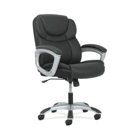 Sadie Leather Executive Computer/Office Chair with Arms - Ergonomic Swivel Chair, Black
