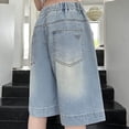 thumbnail image 7 of Girls Jean Shorts High Waisted Wide Leg Baggy Denim Shorts for Trendy Y2k Vintage Shorts(Blue,12-13 Years), 7 of 7