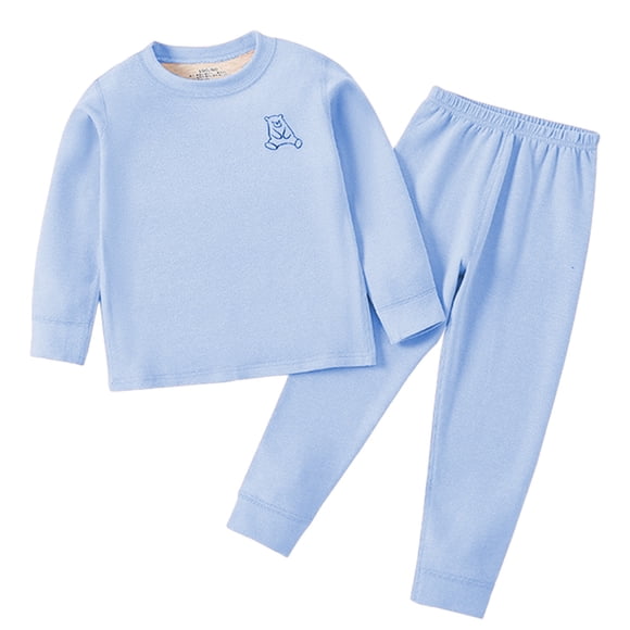 Zwiiyzr 1-12 Years Kids Baby Thermal Underwear Long Johns for Boys Girls Base Layer Toddler Thermal Set Ultra Soft Light blue