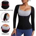 thumbnail image 4 of ANYFIT WEAR Sweat Sauna Suit for Women Waist Trainer Long Sleeve Shirt Body Shaper Top with Zipper, 4 of 7