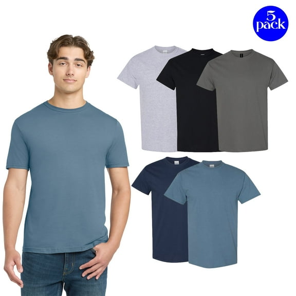 Gildan Heavy Cotton T-Shirt, Affordable T-Shirts for Everyday Wear, Mix Color, Pack of 5, S