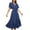 Dark Blue Womens Summer Dress, variant on USSUMA Short Sleeve Summer Dresses for Women Casual Belted A Line Pleated Long Beach Party Maxi Sundresses V Neck Plus Dress Tiered Boho Solid Swing Sun Dress Wedding Guest