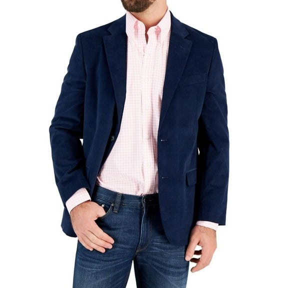 Nautica Men's Modern Fit Active Stretch Corduroy Sport Coat Blazer Blue 44R