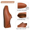 thumbnail image 2 of Men's Leather Loafers Casual Lightweight Flat Moccasins Outdoor Hiking Non-slip Driving Shoes Yellow 8.5 US, 2 of 7