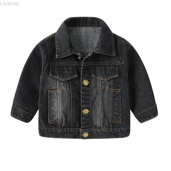 Liyamei Kids Denim Jacket with Button Front for Fall Casual Outerwear Size 2-3 Years