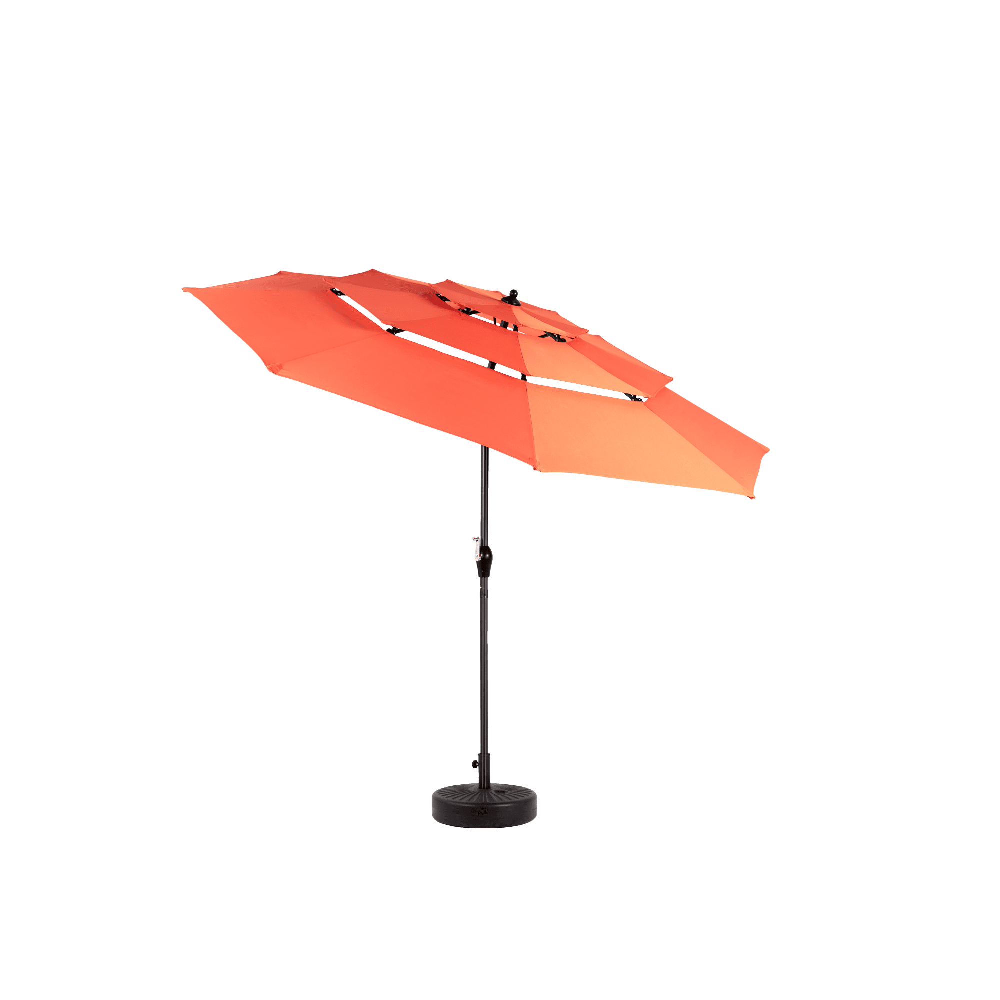 Leumius 10ft Outdoor Patio Umbrellas for Outside,3 Tier Auto-tilt Vented Market Table Umbrella for Backyard, Deck, Garden,Orange(Base Not Included)