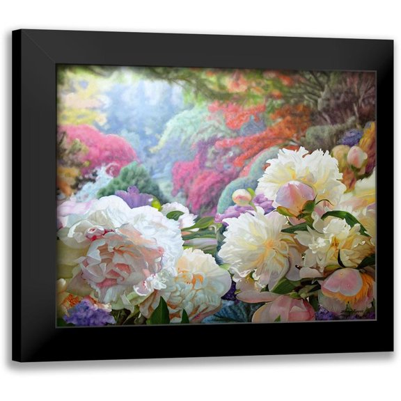 Kopania, Zbigniew 14x12 Black Modern Framed Museum Art Print Titled - Peonies with Rhododendron