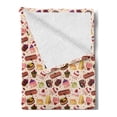 thumbnail image 2 of Dessert Soft Flannel Fleece Throw Blanket, Pattern with Fruity and Chocolate Cakes on the Colorful Dotted Background, Cozy Plush for Indoor and Outdoor Use, 60" x 80", Multicolor, by Ambesonne, 2 of 5