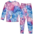 thumbnail image 2 of FORMRS Long Sleeve Top and Pants Pajama Set for Niños 2-Piece Sleepwear, Sizes 18M-8Y, Watercolor Blue Marble Pattern, 2 of 6