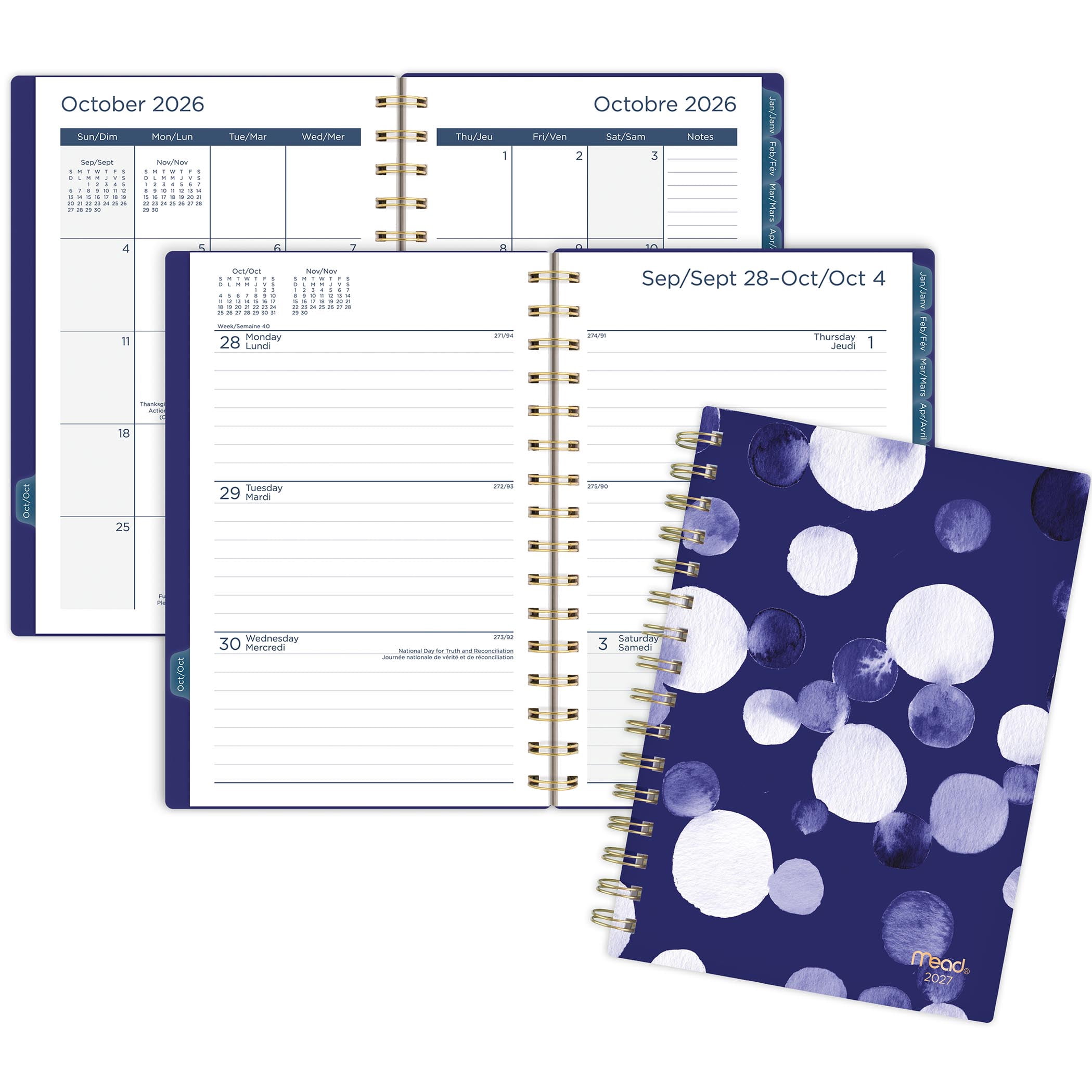Mead® Watercolour Dots SM W/M Planner, 2027