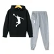 thumbnail image 3 of Conjunto de 2 piezas de sudadera con capucha y pantalones deportivos para niños de 4 a 14 años, conjuntos casuales para niñas, chándales, ropa para niños, otoño y primavera, 3 of 5