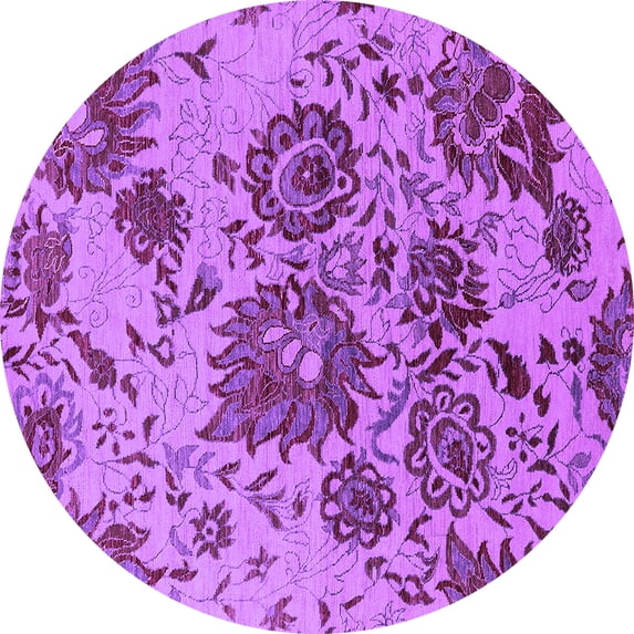 Ahgly Company Indoor Round Oriental Purple Industrial Area Rugs, 7' Round