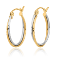 thumbnail image 3 of 10K Solid Two Tone Gold Twisted Round Small Hoop Earrings, 3 of 10