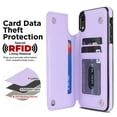 thumbnail image 6 of Case Compatible with iPhone XR, Stylish Card Slots Kickstand PU Leather Back Case Magnetic Closure RFID Blocking Drop Protective Shockproof Cover for iPhone XR, Purple, 6 of 8