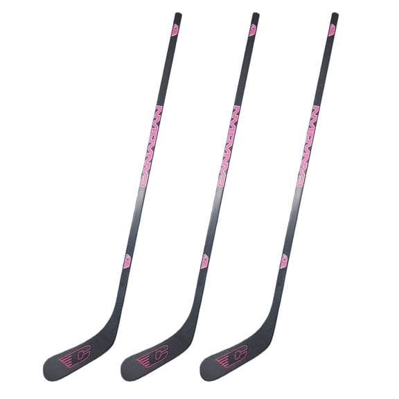 Canadian C34 1-Piece Wood Hockey Sticks - Youth | 30 Flex | Black/Pink | 3 Pack