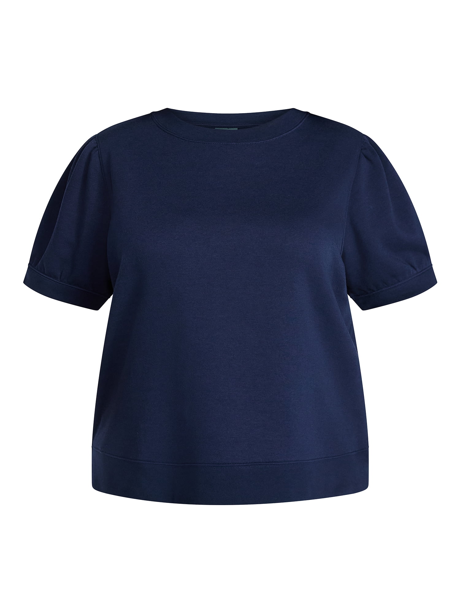Terra & Sky Women's Plus Size Sweatshirt with Short Puff Sleeves, Size 0X-5X