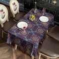thumbnail image 4 of Purple Circular Floral Pattern Rectangle Tablecloth 60"x120",Waterproof Polyester Rectangle Table Cloth, Wipeable Spillproof Polyester Tablecloth for Dining, Camping, Indoor and Outdoor, 4 of 6