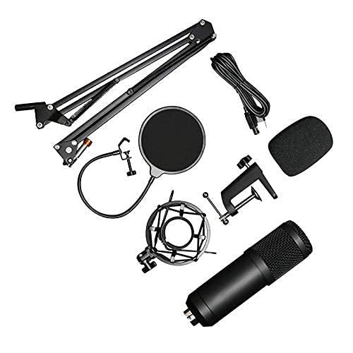 USB Streaming Podcast Pc Microphone Professional Studio Cardioid Condenser Mic Kit with Sound Card Boom Arm Shock Mount Filter,for Karaoke Gaming Recording