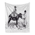 thumbnail image 1 of Donkey Soft Flannel Fleece Blanket, Water Carrier from Tyre Lebanon Vintage Engraved Illustration of Travel Journal, Cozy Plush for Indoor and Outdoor Use, 70" x 90", Black and White, by Ambesonne, 1 of 6