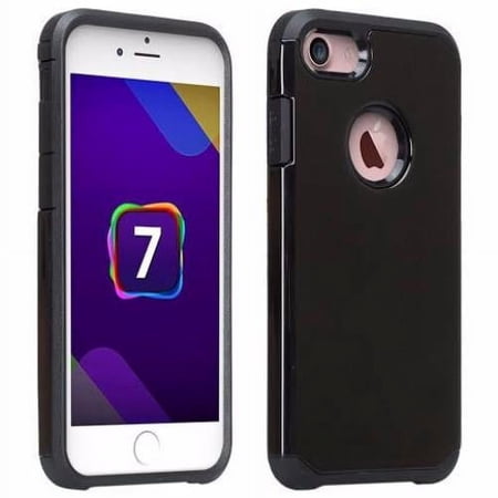Apple iPhone SE 2023/SE 2022/iPhone 8/iPhone 7 Case Cover, Slim Hybrid Dual Layer Shock Resistant Case - Black