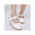 thumbnail image 4 of UKAP Toddler Girls Princess Shoes Wedding Shoes Leather Dress Shoes Mary Jane Shoes Lightweight Low Heels Nonslip Breathable Flower Decor Flats for Girls White 4.5c, 4 of 9