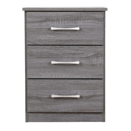HomeStock Southwestern Sanctuary Nightstand in Gray - 24 H x 16 W x 18 D - 3 Drawer Storage Solid Wood Easy Assembly Compact Modern Bedside Table