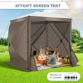 thumbnail image 5 of COBIZI 8x8 Pop up Gazebo Tent, Ez up Waterproof Screen Tent Screen House, Portable Outdoor Canopy Sun Shelter with 3 Sidewalls, Carry Bag & Ground Stakes for Camping, Garden and Picnics, Brown, 5 of 12