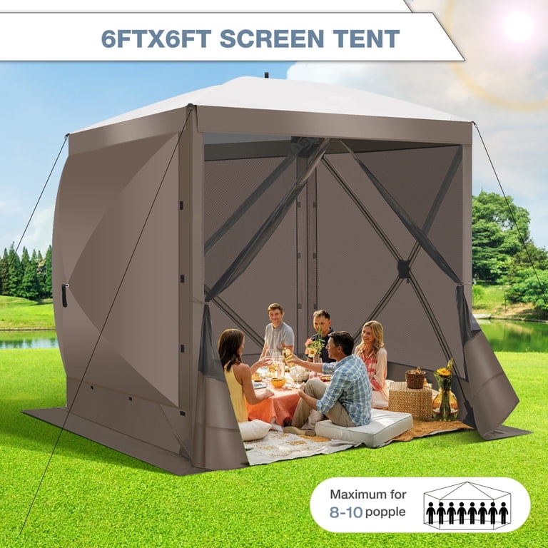 HOTEEL 6x6 ft Pop Up Gazebo Screen House Tent for Camping with 3