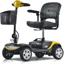 Leadzm 4-Wheel Mobility Scooter with Storage Bins & Adjustable Seats, Yellow, 300 lb Limit